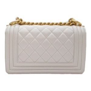 Chanel Pearl Shoulder Bag Chain Caviar Skin  Boy White